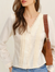 V‑Neck Lace Trim Button‑Front Elegant Blouse
